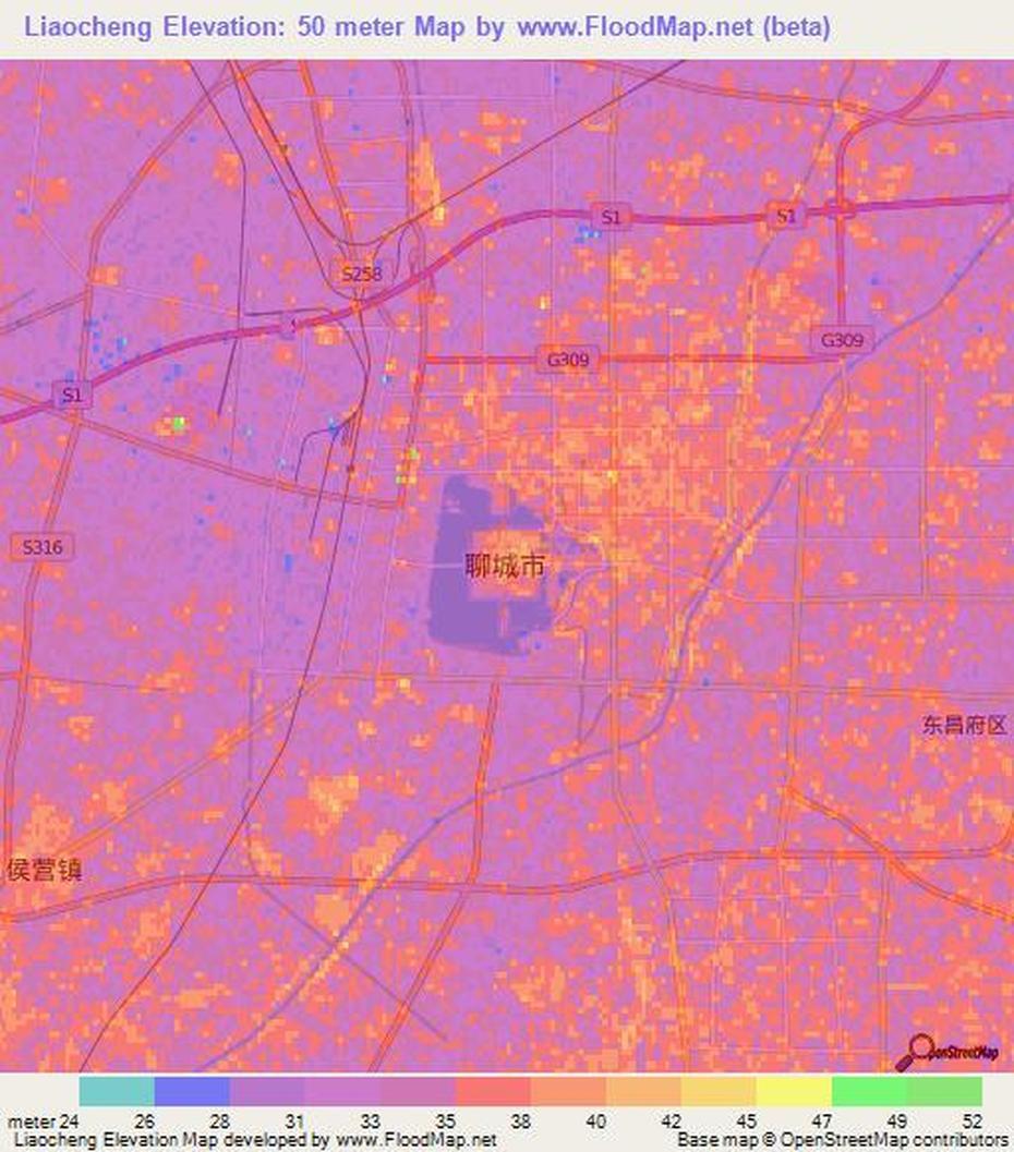 Elevation Of Liaocheng,China Elevation Map, Topography, Contour, Liaocheng, China, Huizhou China, Tianjin Tourist