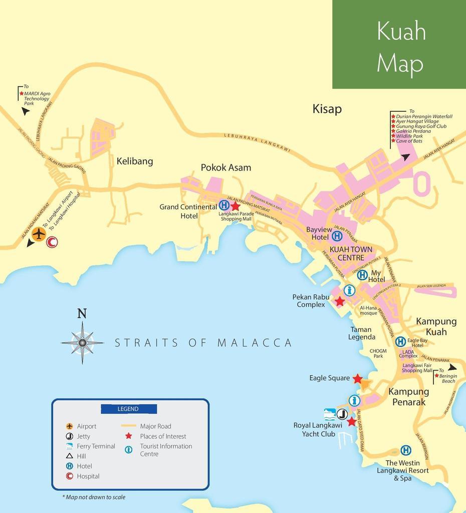 Kuah Tourist Map, Kuah, Malaysia, Malaysia  Outline, Sabah