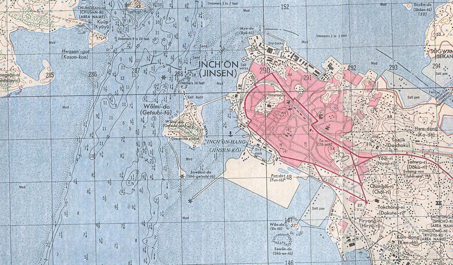 Map Of Incheon, 1945 : Korea, Incheon, South Korea, Japan Korea, South Korea Island