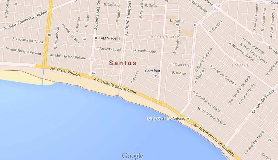 Map Of Santos, Santos, Brazil, Santos Brasil, Florianopolis Brazil