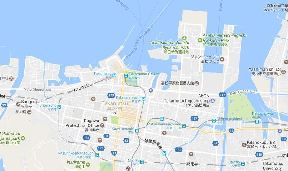 Map Of Takamatsu, Takamatsu, Japan, Takamatsu City, Okayama Japan