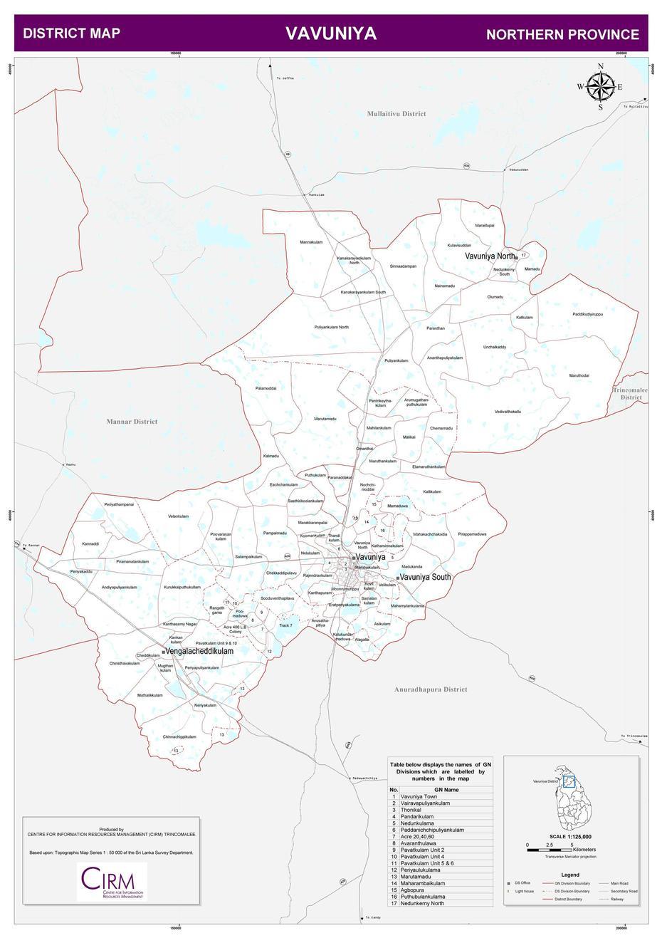 Maps Of Province, Districts And Ds Divisions  Northern Provincial …, Vavuniya, Sri Lanka, Sri Lanka Market, Highways In Sri Lanka