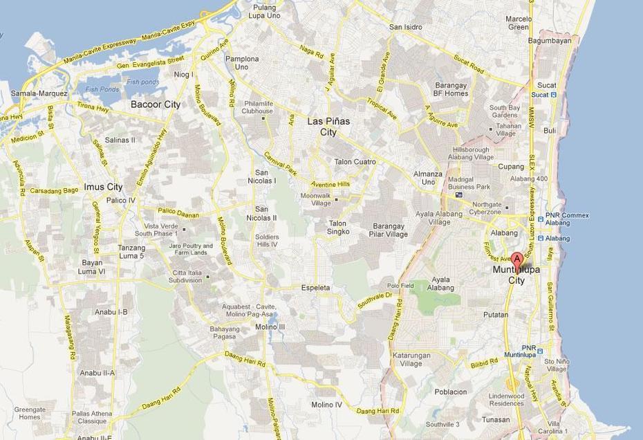 Muntinlupa Map And Muntinlupa Satellite Image, Muntinlupa City, Philippines, Muntinlupa, Makati  Manila