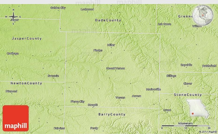 Physical 3D Map Of Lawrence County, Lawrence, United States, United States  For Kids, Detailed  United States