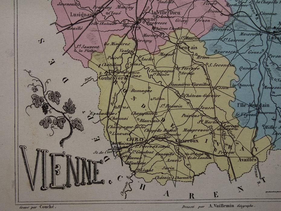 Vienne Antique Map Of Vienne Department France 1876 Original | Etsy, Vienne, France, Creuse France, La Vienne
