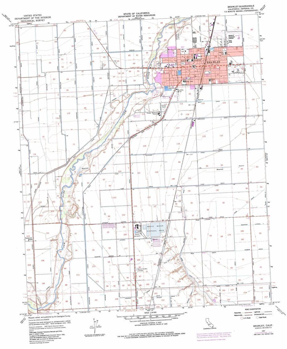 Brawley Topographic Map, Ca – Usgs Topo Quad 32115H5, Brawley, United States, Imperial County  With Cities, Fort Irwin California