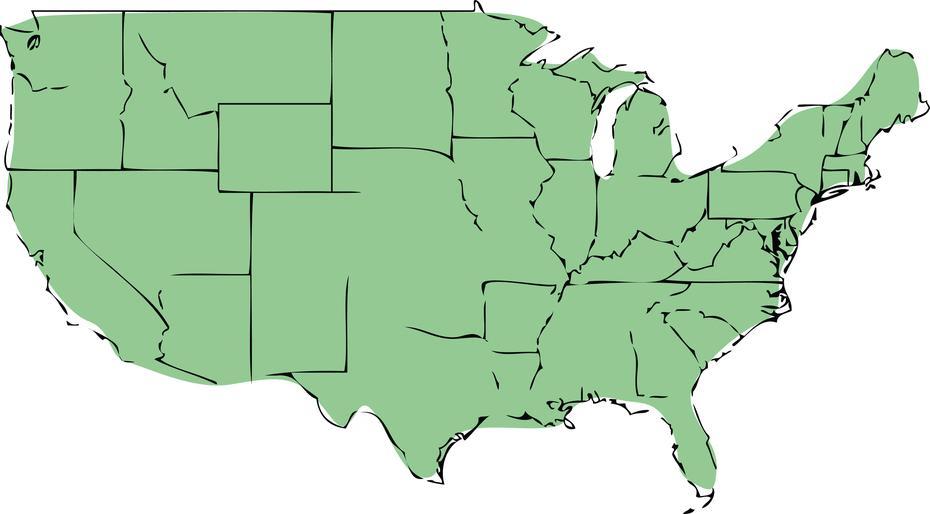 Free Clipart Of A Green United States Map, Green, United States, Usa  Green, Basic United States