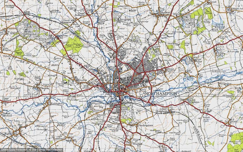 Map Of Northampton, 1946 – Francis Frith, Northampton, United States, United States  Colored, United States  With Capitals Only