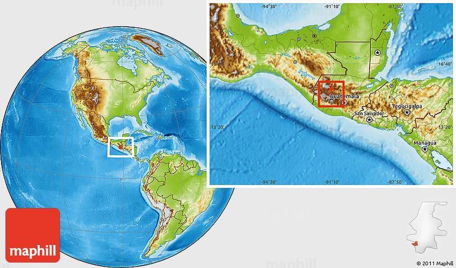 Physical Location Map Of S.Ant.Ilotenango, San Antonio Ilotenango, Guatemala, Lake Atitlan San Pedro, El Progreso Guatemala