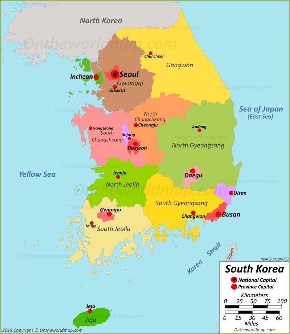 Political Map Of South Korea, Yeonil, South Korea, Korea  Google, Printable  Of South Korea
