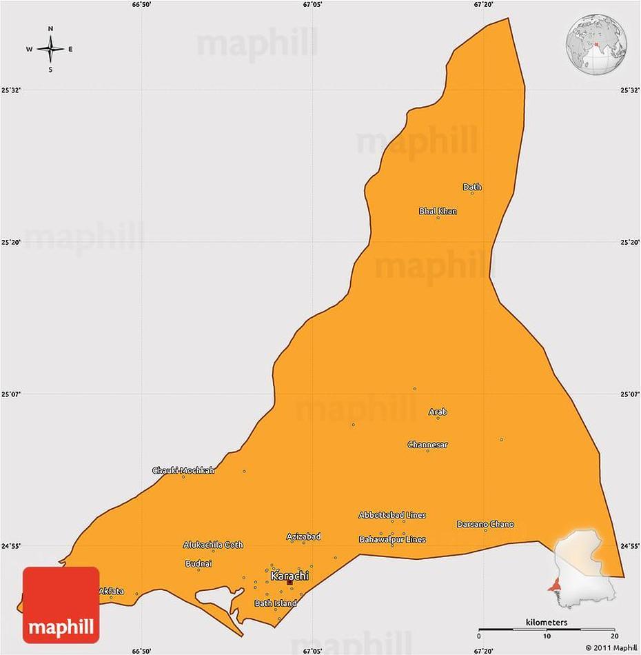 Political Simple Map Of Karachi, Cropped Outside, Karachi, Pakistan, Karachi India, Lahore