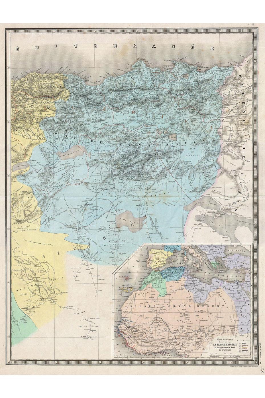 Constantine, Algeria; 1857 Dufour Map; Lovely Antique Cartography | Ebay, Constantine, Algeria, Crazy Road, Algeria  Outline