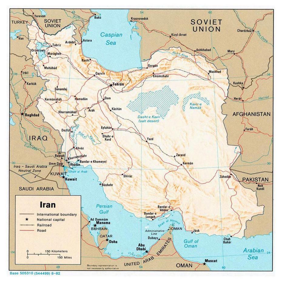 Detailed Political Map Of Iran With Relief, Roads, Railroads And Major …, Khowrmūj, Iran, Persia Iran, Iran Road