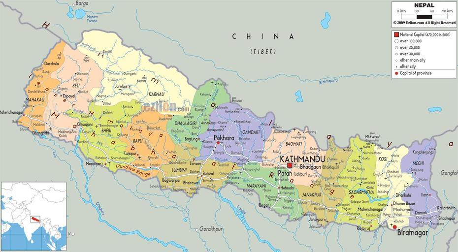 Detailed Political Map Of Nepal Ezilon Maps ~ Mapdome, Hanumānnagar, Nepal, Blank  Of Nepal, Pokhara Nepal