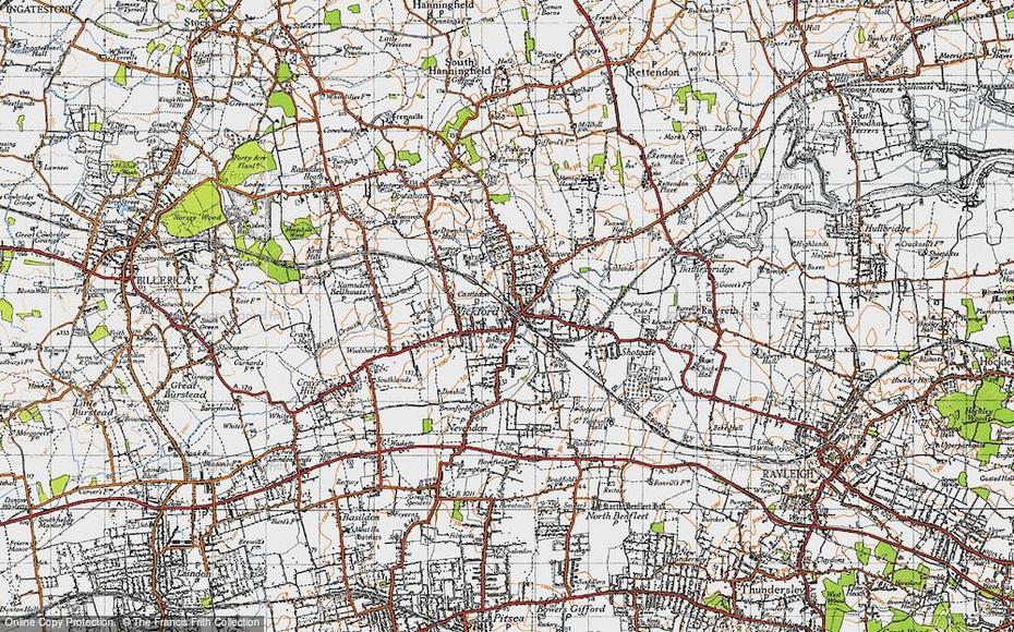 Historic Ordnance Survey Map Of Wickford, 1945, Wickford, United Kingdom, Thetford  Town, Thetford  Priory