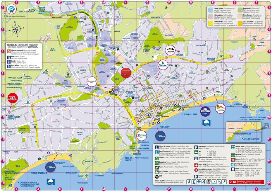 Lloret De Mar Tourist Map, Lloret De Mar, Spain, Lloret De Mar Girona Spain, Lloret Del Mar