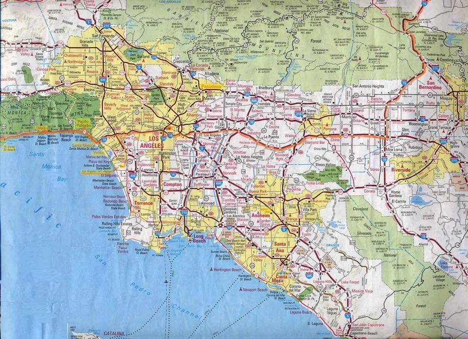 Map Of Los Angeles, Usa, Los Angeles, United States, Los Angeles Tour, Vintage Los Angeles