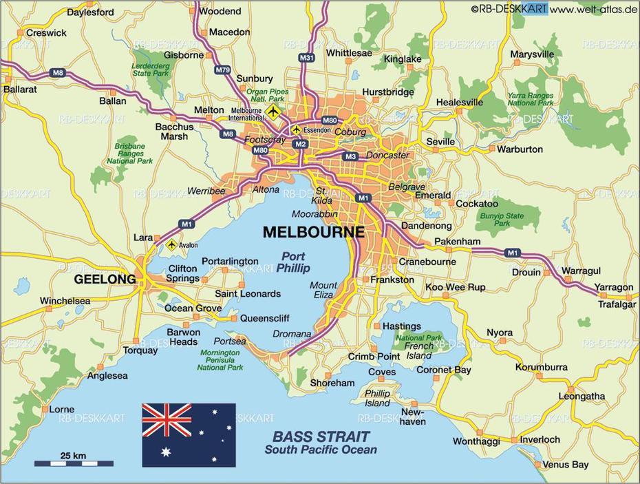 Melbourne Map, Melbourne, Australia, Australia Area, Melbourne On A