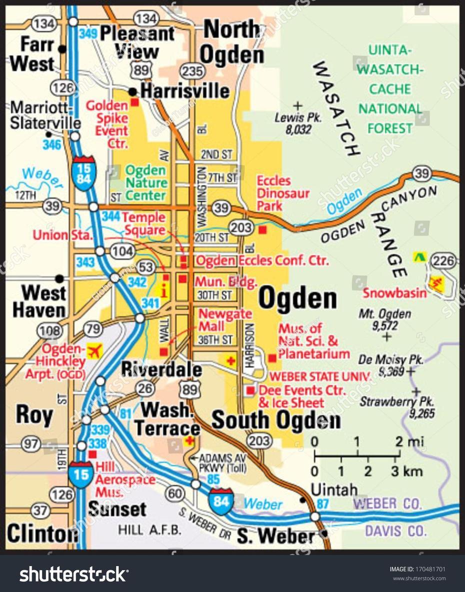 Ogden Utah Area Map Stock Vector 170481701 – Shutterstock, Ogden, United States, North Ogden Utah, City  Of Ogden Utah