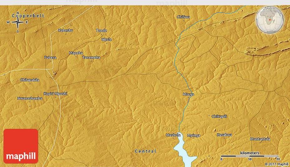 Physical 3D Map Of Kapiri Mposhi, Kapiri Mposhi, Zambia, Zambia  Africa, Roads In Zambia