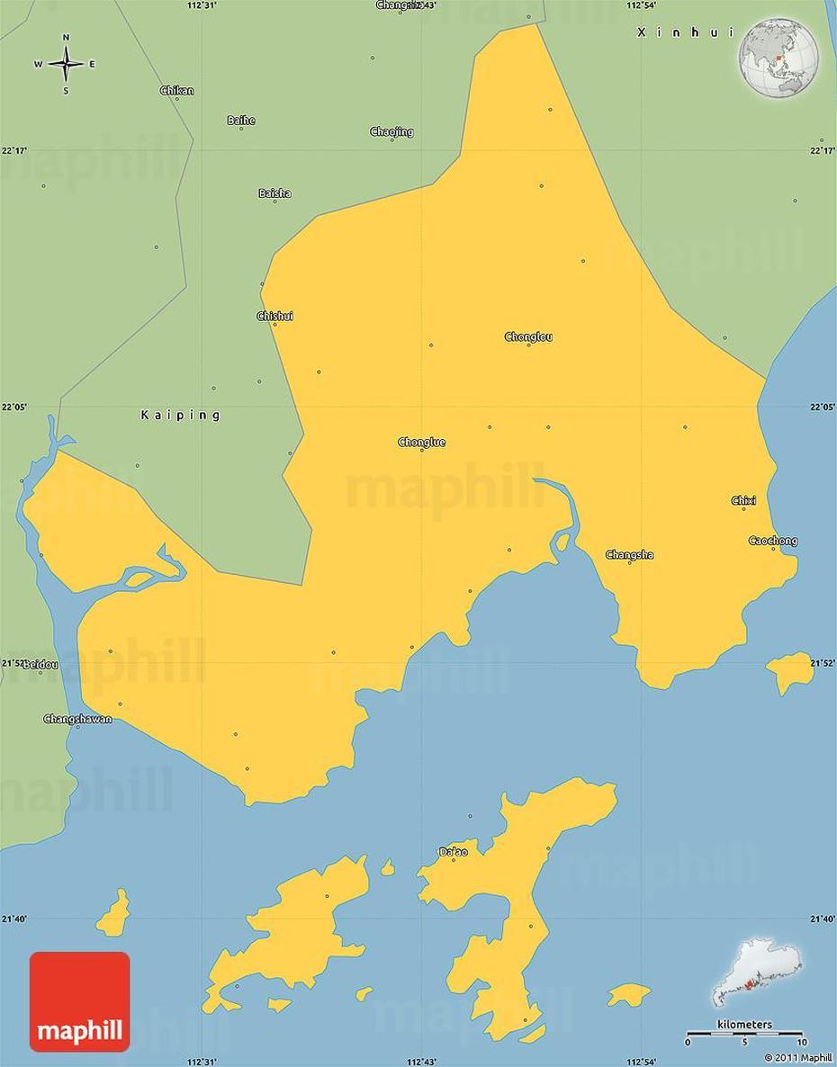 Savanna Style Simple Map Of Taishan, Taishan, China, Kaiping China, Xinjiang China