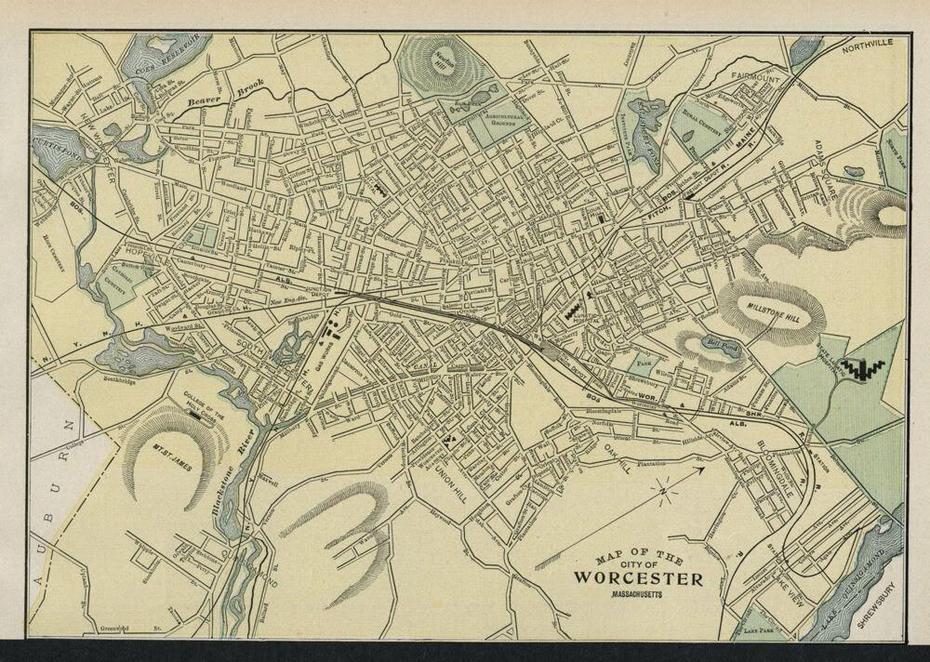 Worcester Massachusetts Street Map: Authentic 1899; Detailed But Small, Worcester, United States, Worcester County Massachusetts, Worcester State College