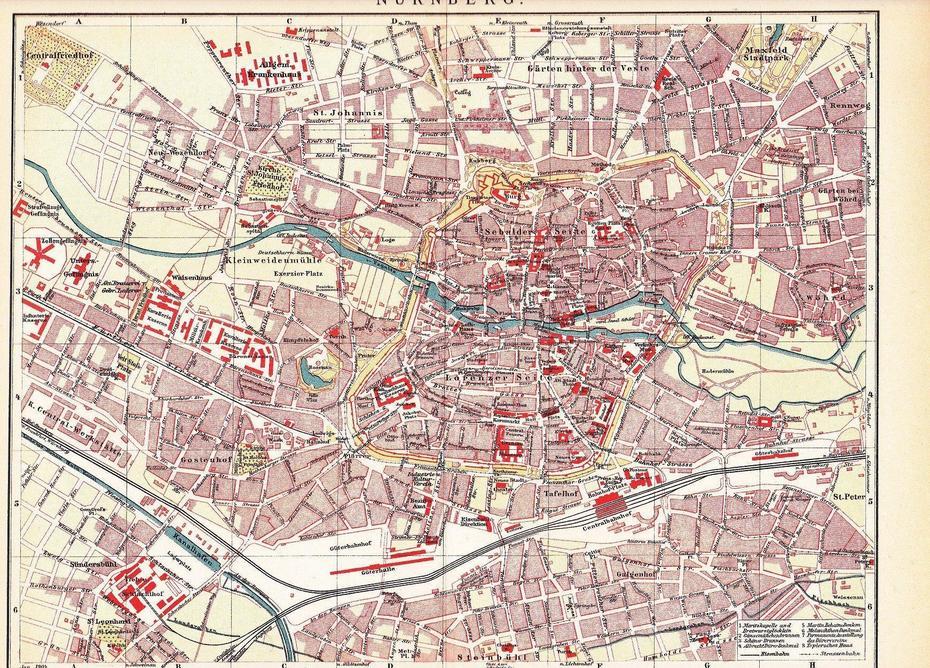 1904 City Map Of Nuremberg Or Nurnberg, Bavaria, Germany At The …, Nuremberg, Germany, Nürnberg Germany, Nuremberg Flag