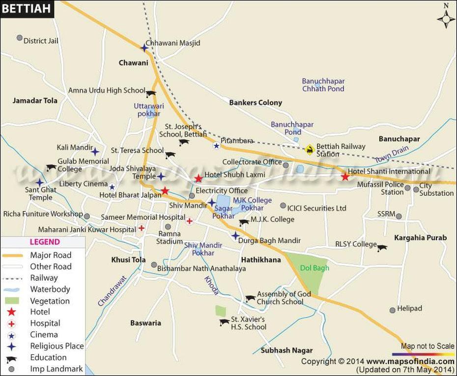 Bettiah City Map, Bettiah, India, Bihar, Bihar  Village