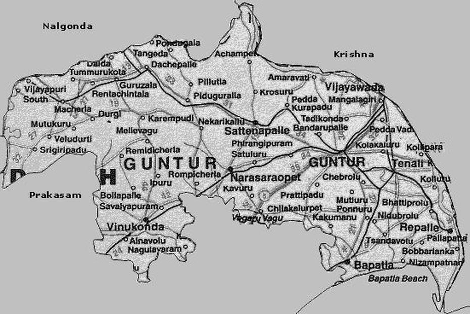 Guntur Andhra Pradesh Tourist Political Road Maps, Guntūr, India, Chittoor, East Godavari Mandal