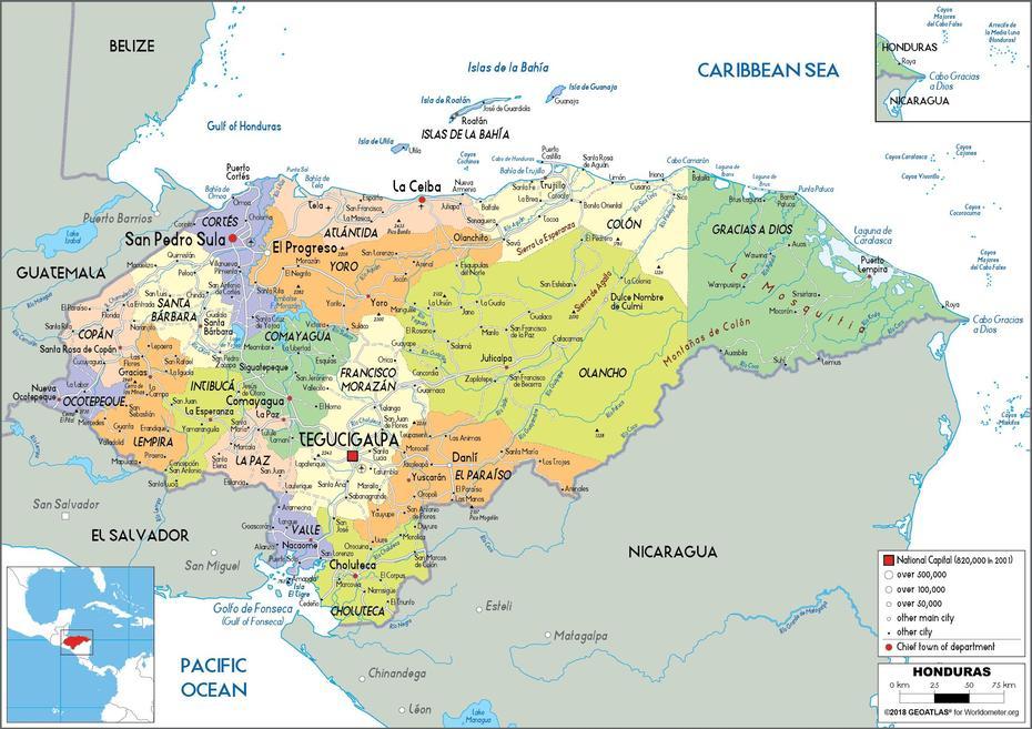 Honduras Map (Political) – Worldometer, Bonito Oriental, Honduras, Pueblo Bonito Resort, Types Of Bonito