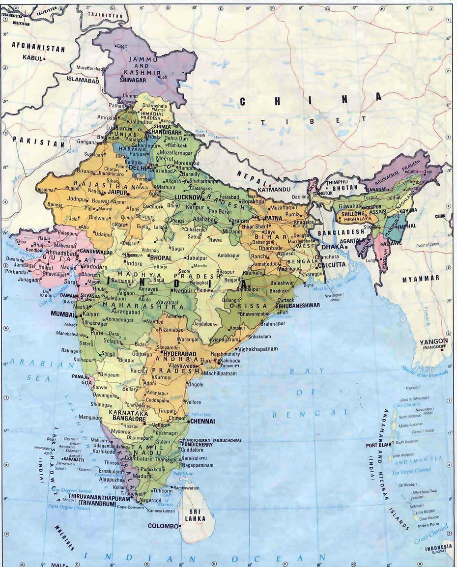 India Landkaart | Afdrukbare Plattegronden Van India – Orangesmile, Tāramangalam, India, Easy India, India  Simple