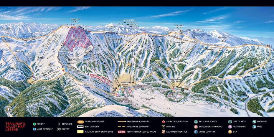 Kirkwood Ski Resort, Kirkwood Trail, Printable, Kirkwood, United States