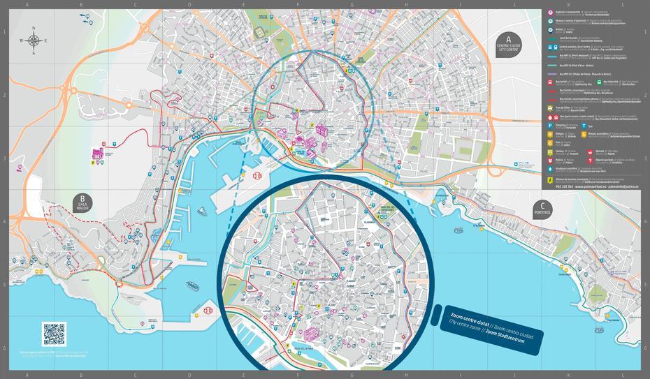 Large Detailed Tourist Map Of Palma De Mallorca, Palma, Spain, Gijon Spain, Palma Mallorca Spain