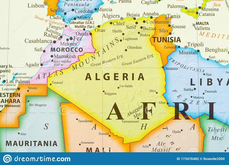 Map Of Algeria Stock Photo. Image Of Africa, Central – 173476482, Algiers, Algeria, Algeria Political, Algeria Provinces