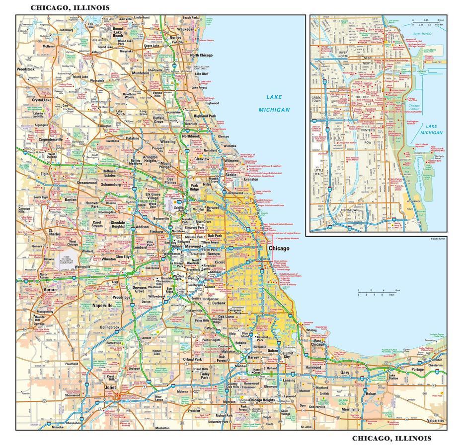 Map Of Chicago: Offline Map And Detailed Map Of Chicago City, Chicago, United States, Of Chicago Vector, American  Chicago