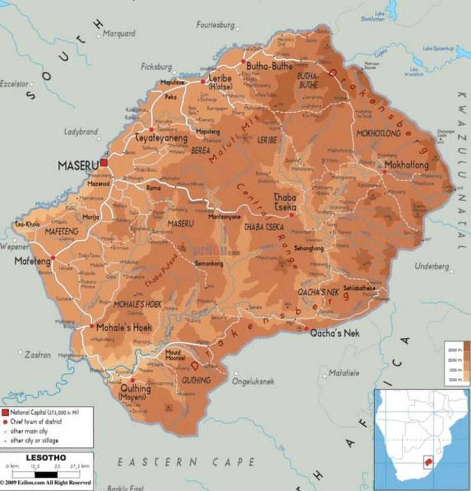 Maseru Map, Maseru, Lesotho, Lesotho On  Of Africa, Maseru Border
