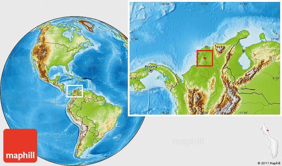 Physical Location Map Of El Guamo, Guamo, Colombia, Arbol De  Guama, Mango  Arbol