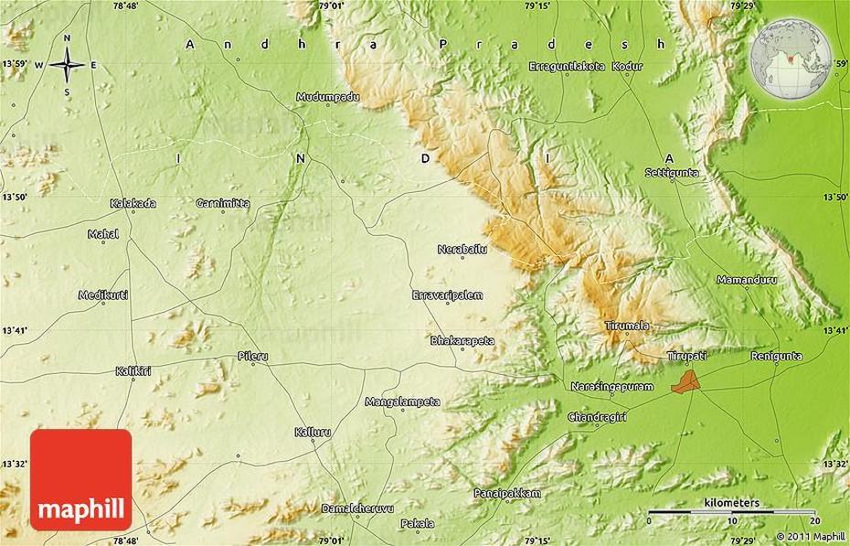 Physical Map Of Tirumala, Tummapāla, India, Pradyumna, Padmaja