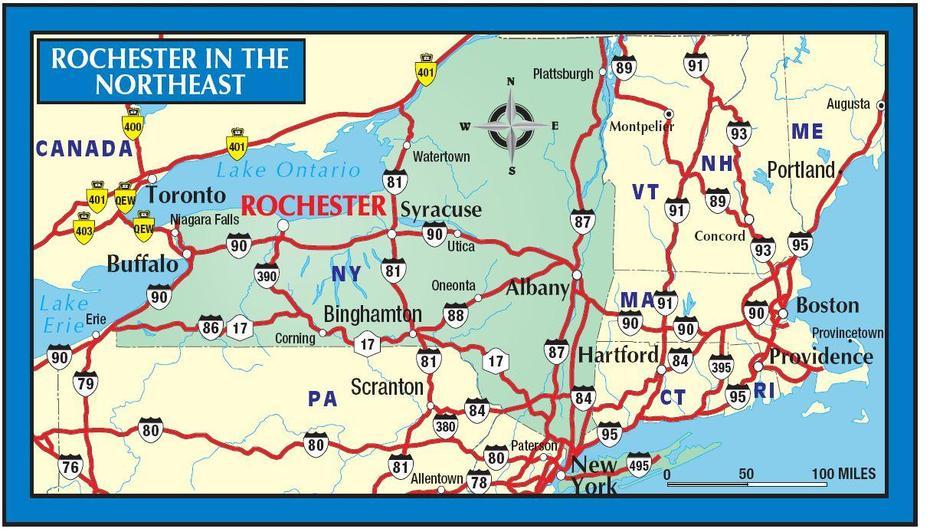 Rochester Ny Map ~ Exodoinvest, Rochester, United States, United States  With Major Cities, United States  Names