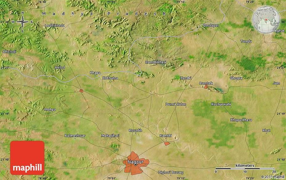 Satellite Map Of Nagpur, Nāgpur, India, Chota  Nagpur, Madras India