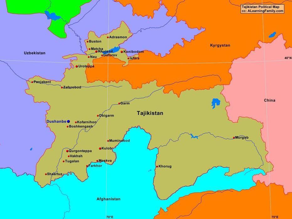 Tajikistan Location, Tajikistan Provinces, Political , Simiganj, Tajikistan