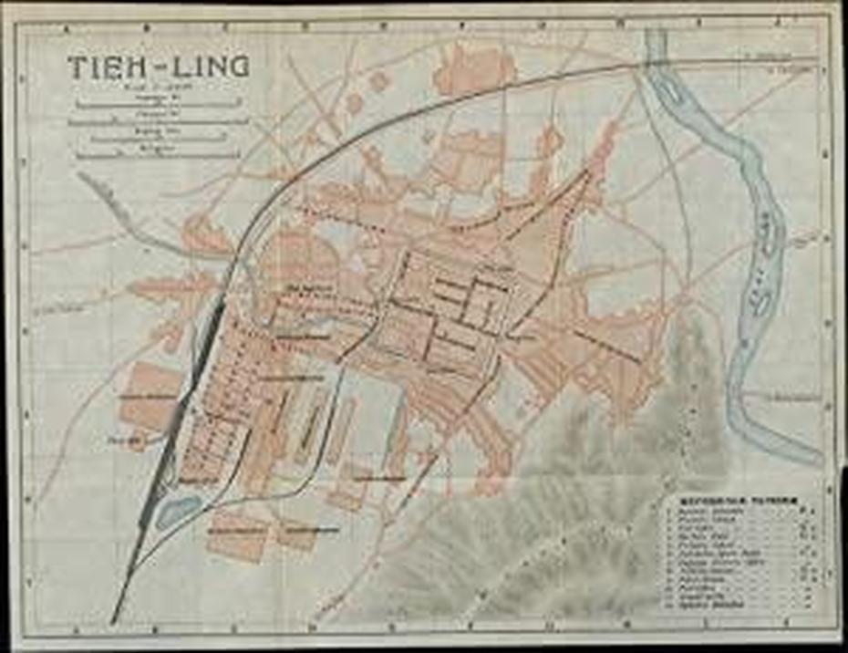 Tieh Ling Tieling China City Plan 1913 Scarce Detailed Color Folding …, Tieling, China, Liaoning China, Fushun China