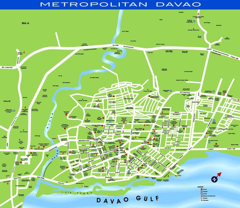 Davao Tourist Map – Davao Phillipines  Mappery, Davao, Philippines, Davao Region, Davao Gulf