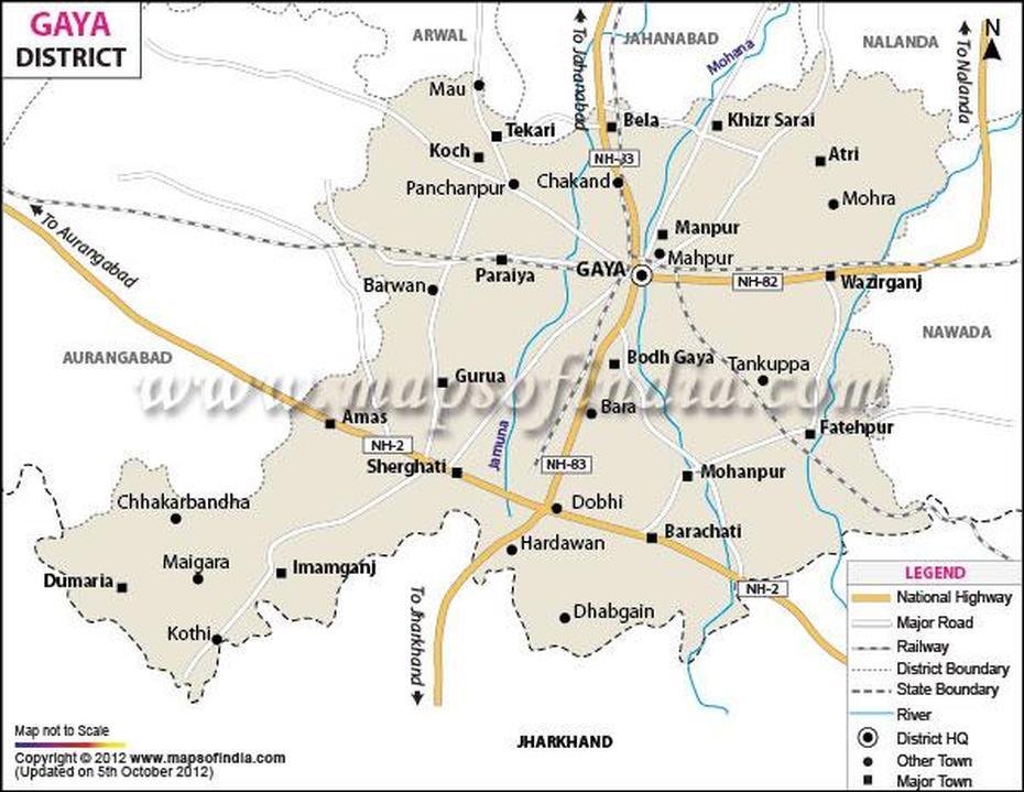 Gaya District Map, Gaya, India, India Elevation, Benares India