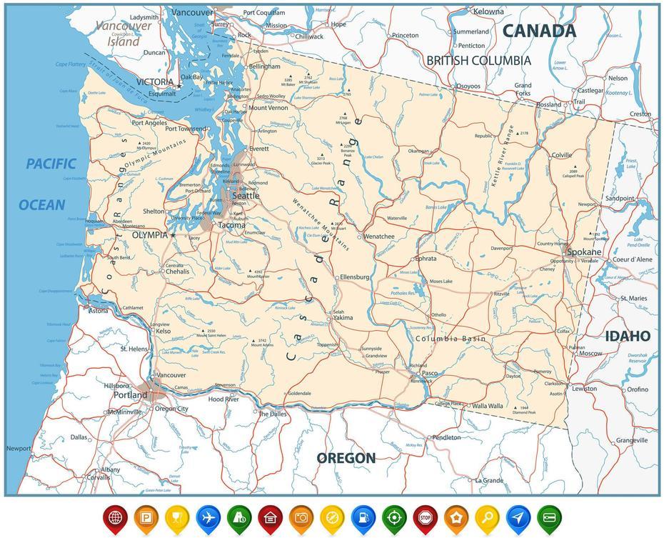 Map Of Washington – Guide Of The World, Washington, United States, United States  With City, Texas United States