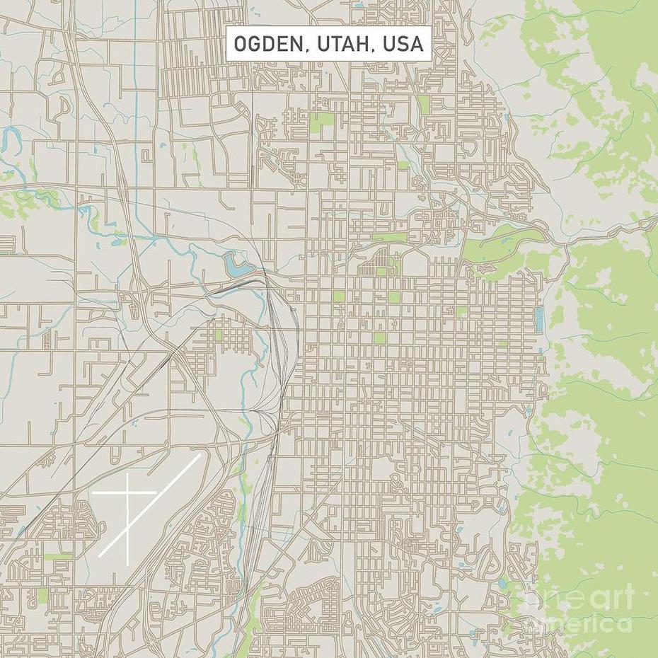 Ogden Utah Us City Street Map Digital Art By Frank Ramspott, Ogden, United States, North Ogden City, South Ogden Utah