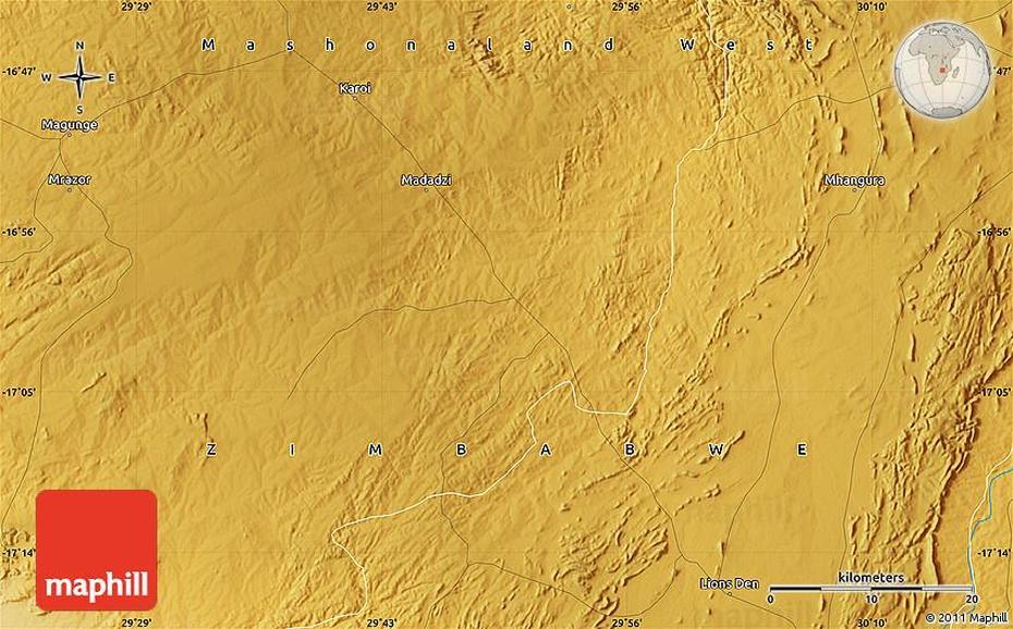 Physical Map Of Karoi, Karoi, Zimbabwe, Chingola  Zambia, Zimbabwe Rivers