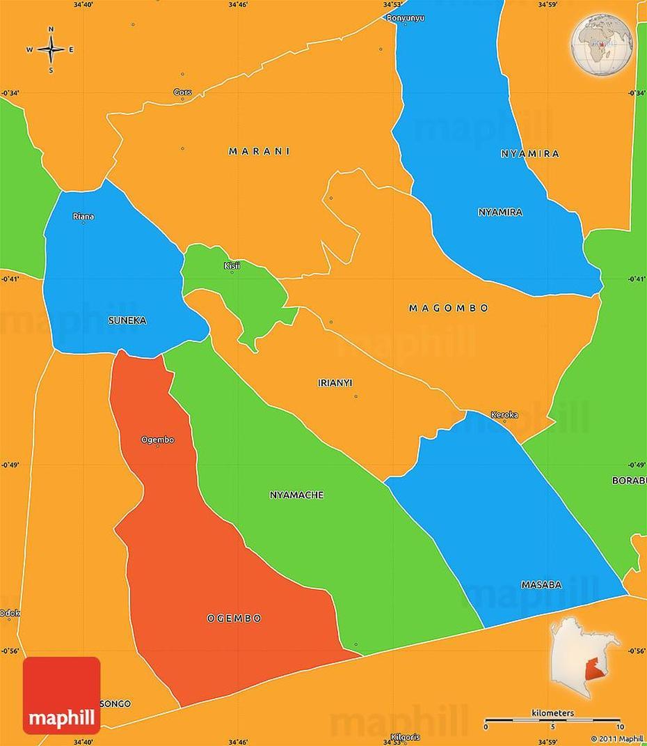 Political Simple Map Of Kisii, Kisii, Kenya, Kisii Town, Kisii Hotels