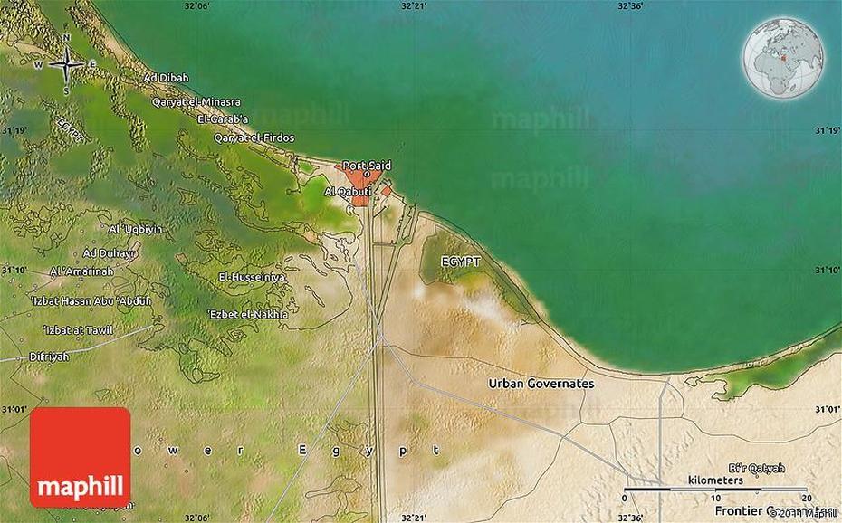 Satellite Map Of Port Said, Port Said, Egypt, Egypt  World, Beni Suef Egypt