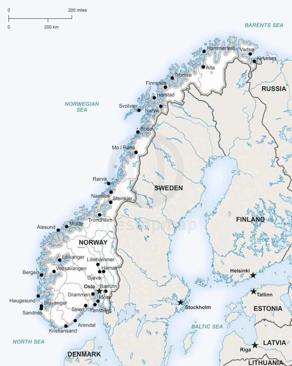 Vector Map Of Norway Political | One Stop Map, Oppegård, Norway, Bergen Norway, Blank  Of Norway